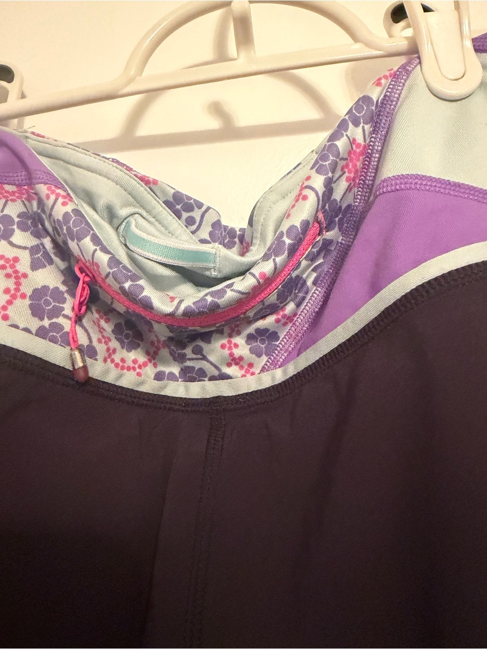 lululemon athletica Black and Purple Floral Waistband Athletic Shorts - Picture 6 of 8